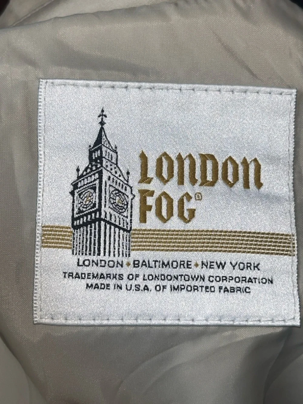 Vintage London Fog Khaki Trench Coat Double Breasted 10 Petite USA Londontown